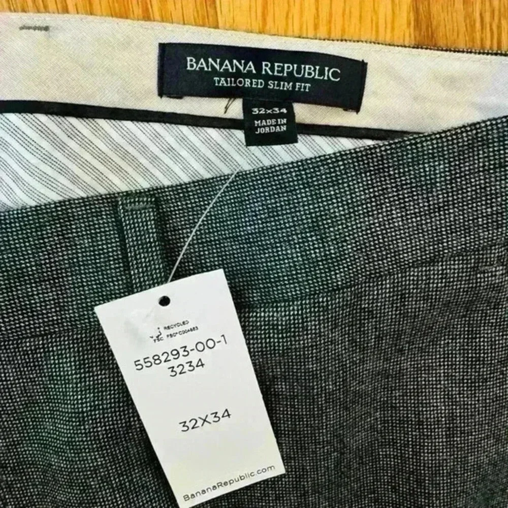 Banana Republic Men's Grey Tailored Slim‎ Fit Dress Pants Size 32x34 NWT
